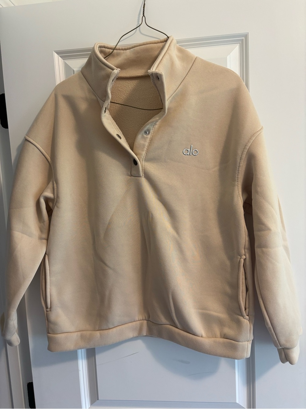 ALO Yoga Men's Zip-Up Fleece Pullover - Cream